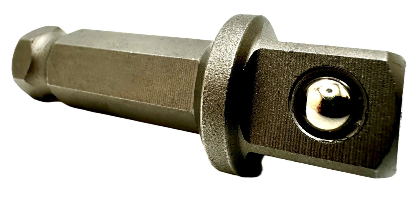 Pro-Graad 7/16 Hex to 1/2 Square Socket Adapter Drive Converter, Impact Driver Bit, Spring Ball Retainer, 2” Extension, 7/16” to 1/2” Impact Adapter, Works with 7/16 Impact Driver & 1/2 Electric Drill