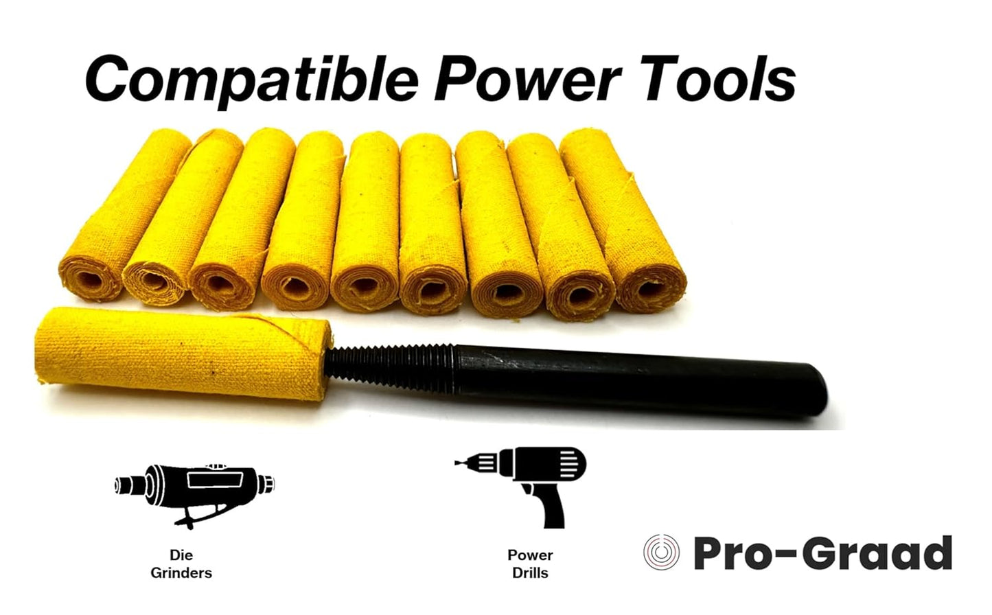 Pro-Graad 50 Pack 1/2x1-1/2x1/8 Yellow Treated Cloth Buffing & Polishing Cartridge Rolls, Ideal for Detail Polishing Hard to Reach Areas