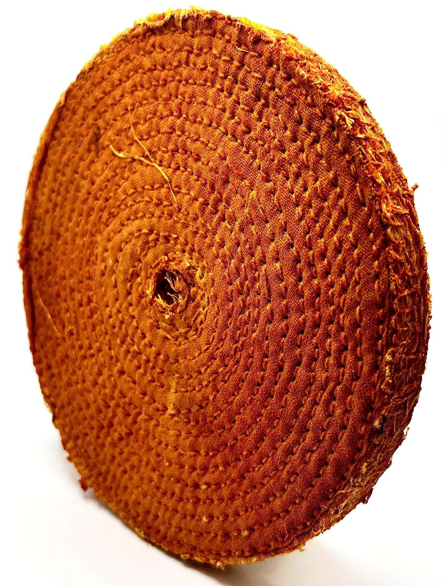 Pro-Graad 8 inch Orange Dip Treated Rigid Full Sisal Buffing Wheel, 5/8 inch Arbor Hole, 1/2 inch Thickness, 1/4 inch Sewn, for Cut Buffing Steel, Stainless Steel, Ferrous Metals, 2 Pack