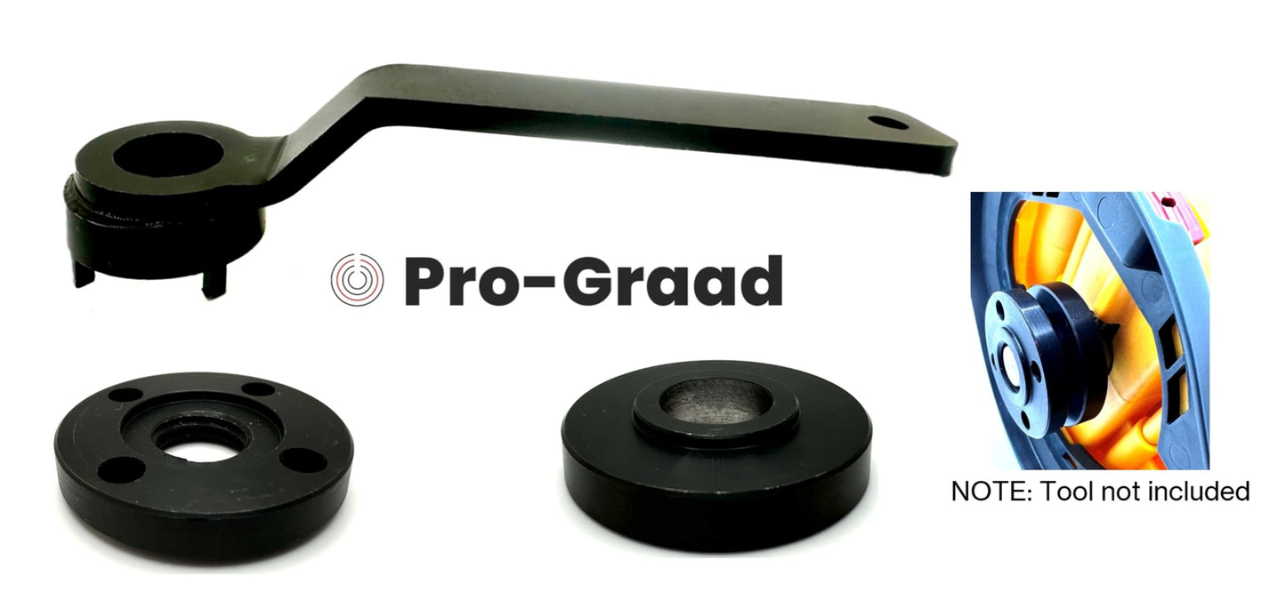 Universal Strip Disc Conversion Kit for Wagner PaintEater - Pro-Graad Adapter with Lock Nut & Wrench - Upgrade for 4.5” x 7/8” Stripping Wheel Compatibility (Conversion Kit with 4-Prong Wrench)