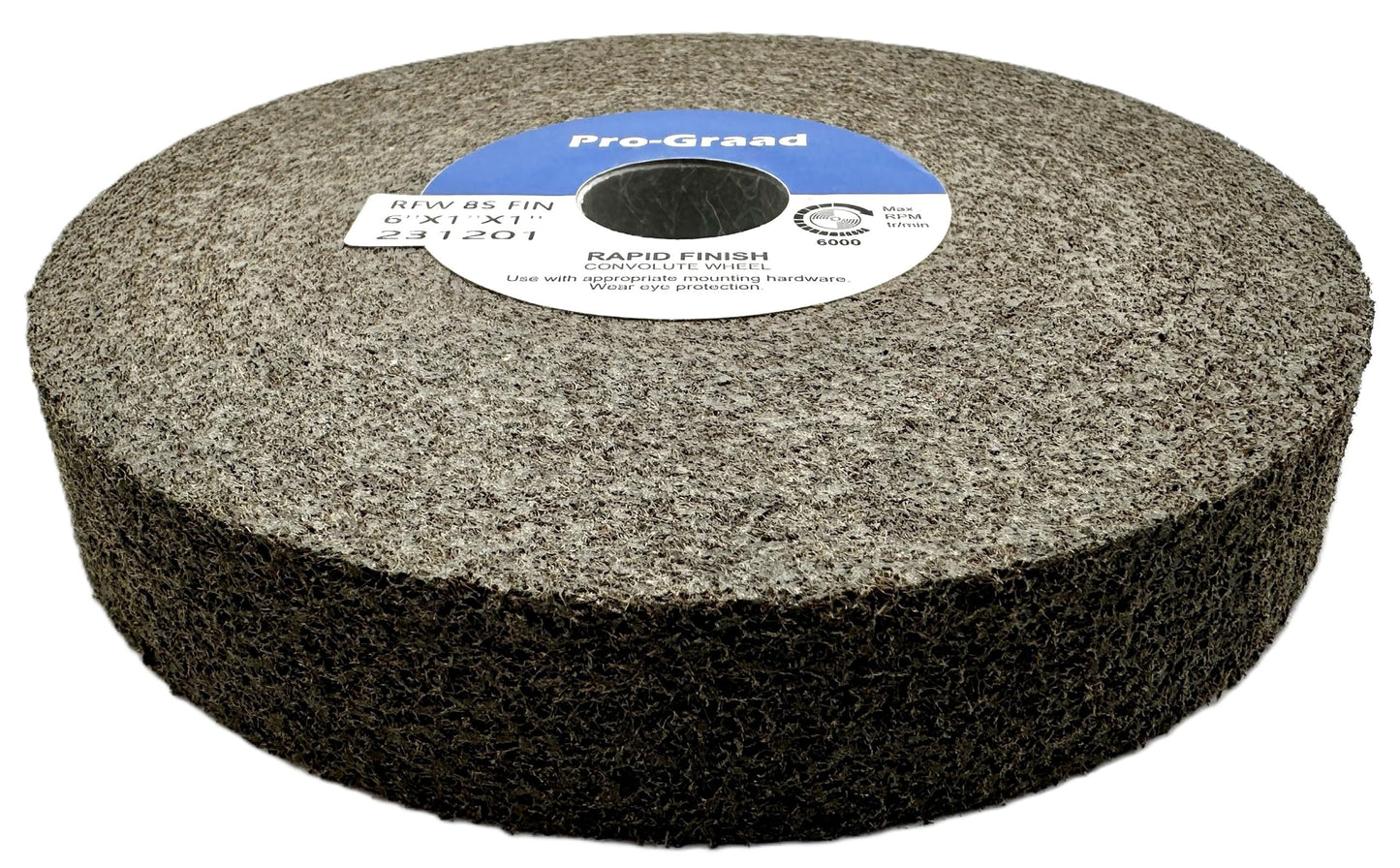 Pro-Graad 1 Pack 6” x 1” x 1” 8S Fine Series 1000 RF Long Life Convolute Deburring, Finishing & Polishing Wheel, Includes Adapter for use on 3/4 5/8 1/2 inch Shaft Sizes, Pack of 1