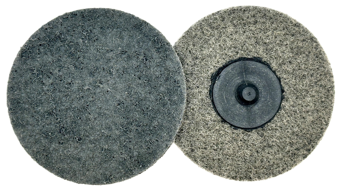 Pro-Graad 3" Gray S-Fine Quick Change Non-Woven Nylon Surface Conditioning Discs for Deburring Sanding Finishing Blending Polishing with Male R-Type Backing Use with Die Grinder - 25 Pack