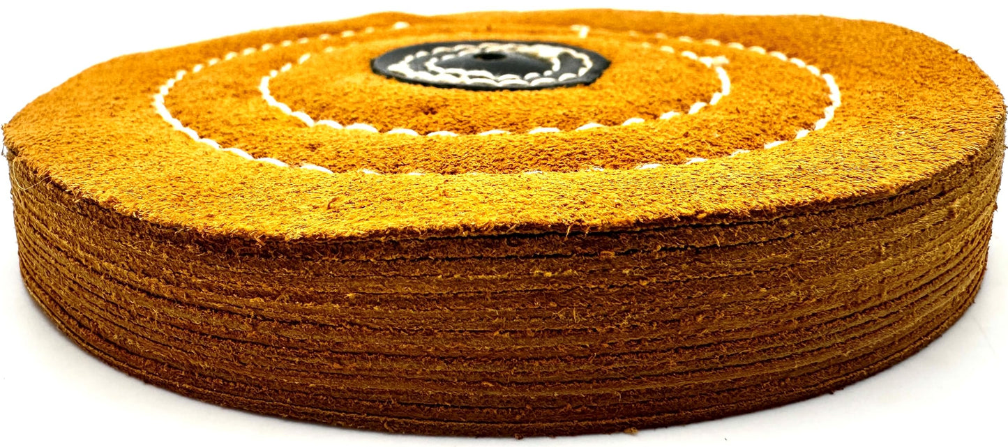 Pro-Graad 5" x Pin Hole Center 18 Ply Chamois Leather Buffing Polishing Wheel - Leather Center, Long Lasting, Ideal for Final Finish on Gold, Silver, Soft Metals with Rouge for Mirror Finish