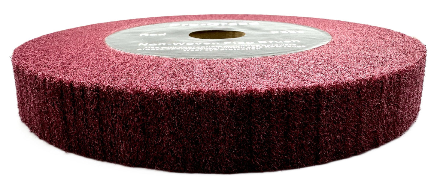 Pro-Graad 8” x 1” x 1-1/4” Arbor Red Bench Grinder Polishing Wheel, 320 Grit, Tight Weave, Great for refurbishing golf clubs and metal, Non-Woven Wheel for Copper, Metal, Finishing, and Burnishing