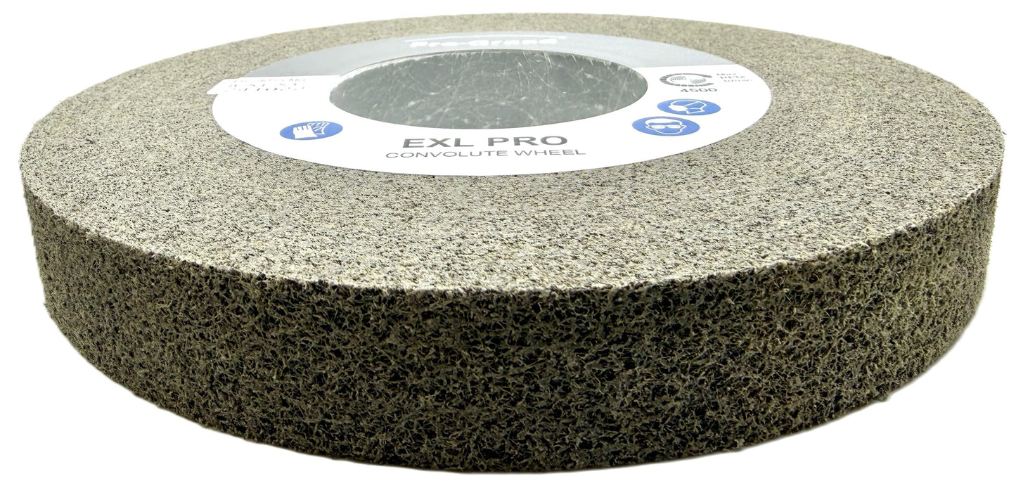 Pro-Graad 8” x 1” x 3” 9S Medium EXL PRO Convolute Deburring Polishing Wheel - Silicon Carbide - Professional Grade - Metal Deburring, Finishing and Polishing Wheel – 1 Pack