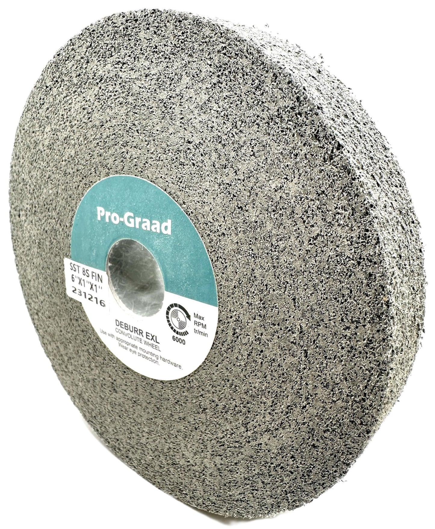 Pro-Graad SST Deburring Wheel - 6" x 1" x 1" 8S Fine Grit – Silicon Carbide – Excels on Titanium, Stainless & Tough Alloys, Deburring, Finishing and Polishing Wheel – Convolute – 01703 - (1 Pack)