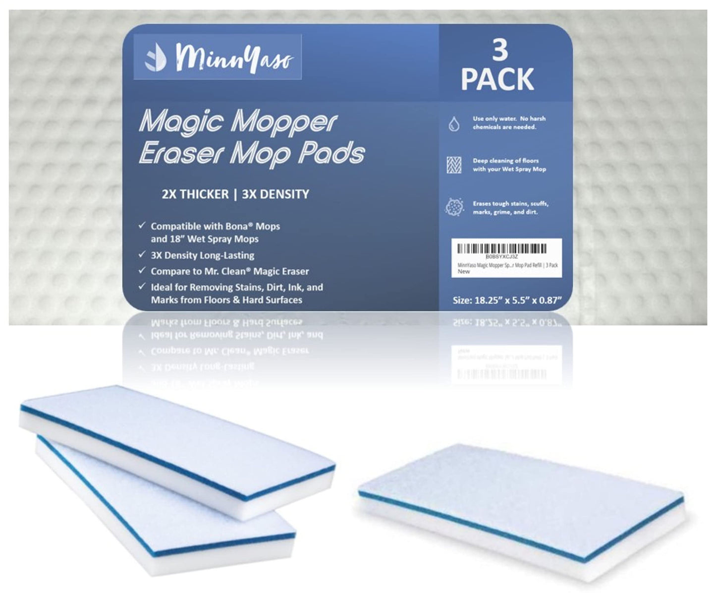 MinnYaso Magic Mopper Sponge Eraser Mop Pads