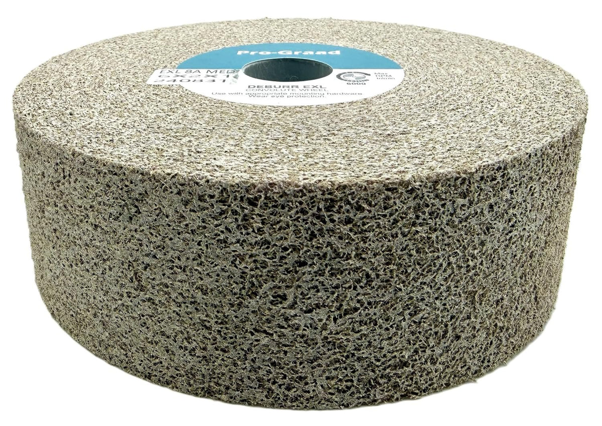 Pro-Graad EXL Deburring Wheel - 6" x 2" x 1" 8A Medium Grit - Aluminum Oxide - Metal Deburring, Finishing and Polishing Wheel - Convolute - 13618 - (1 Pack)