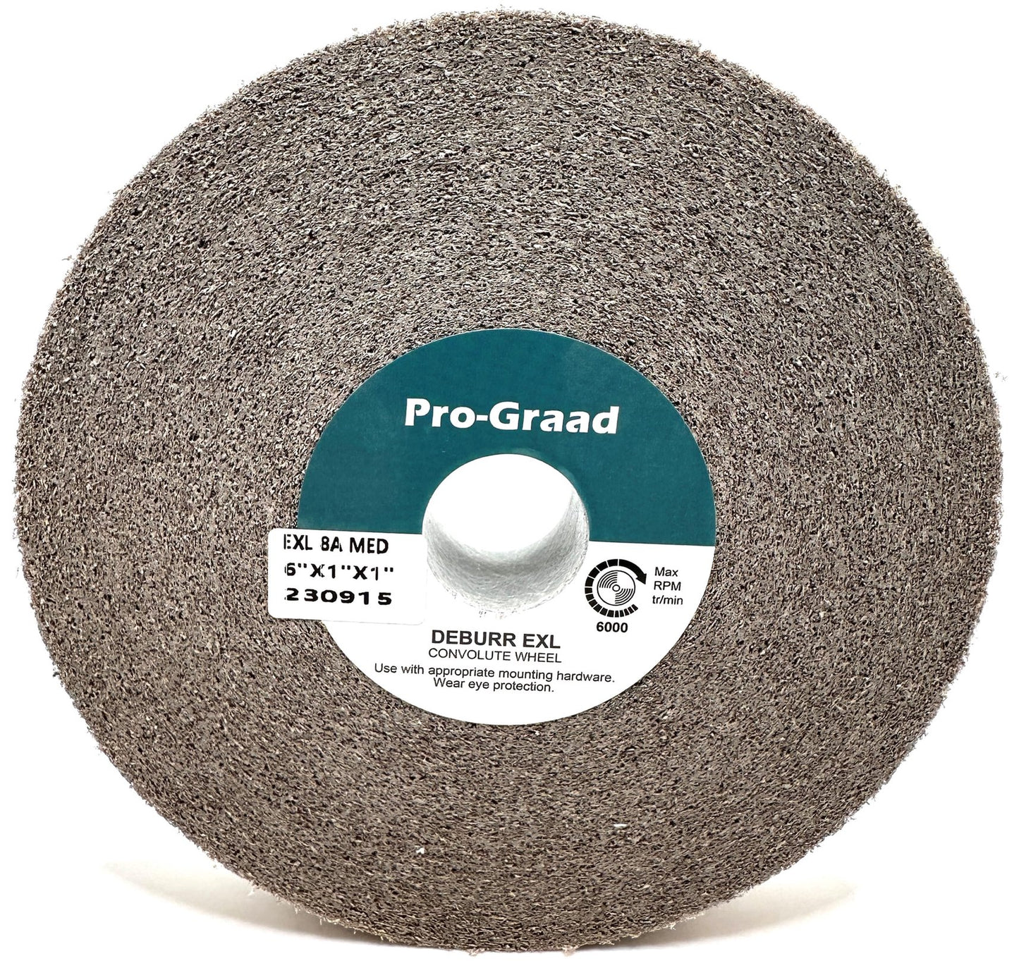 Pro-Graad EXL Deburring Wheel - 6" x 1" x 1" 8A Medium Grit - Aluminum Oxide - Metal Deburring, Finishing and Polishing Wheel - Convolute - 13617 - (1 Pack)