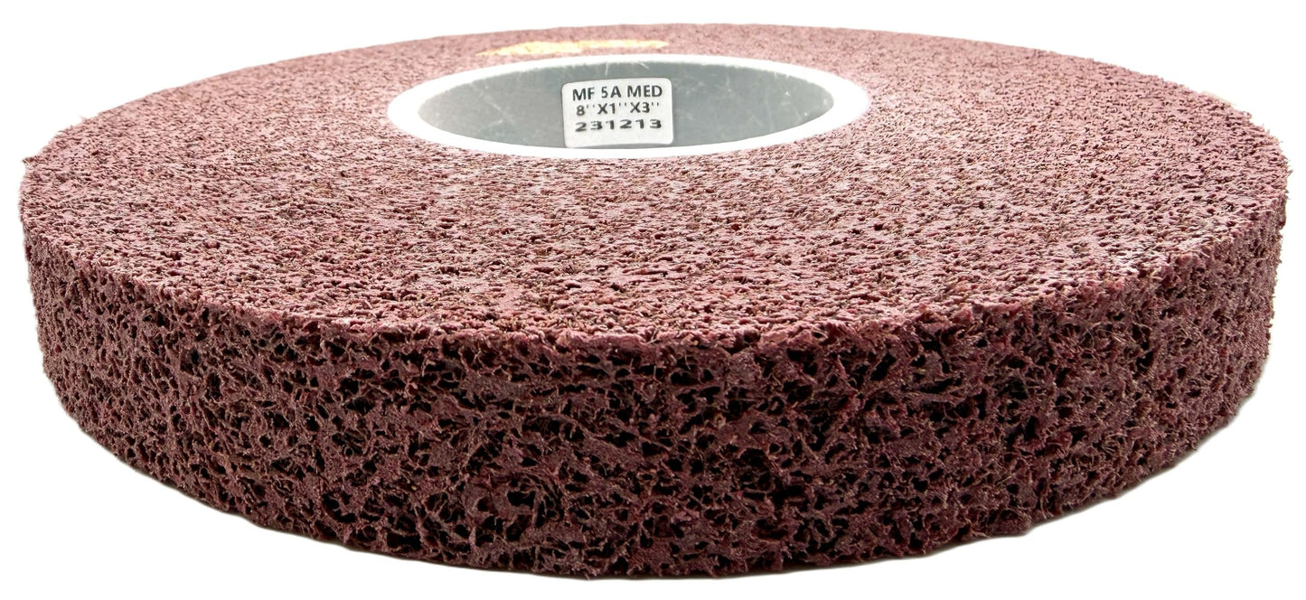 Pro-Graad Metal Finishing Wheel – 8” x 1” x 3” 5A Medium – Aluminum Oxide – Maroon Metal Finish Convolute Wheel – for #3 & #4 Brush, Satin and Mill Finishes – 01871 - Pack of 1