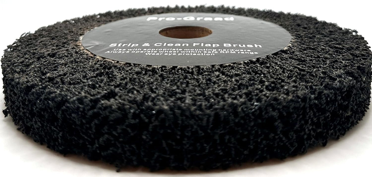 Pro-Graad 8” x 1” Black 40 Grit Extra Coarse Non-Woven Bench Grinder Strip & Clean Flap Brush Wheel, Metal Graining, Stripping, Rust & Paint Removal, Compatible for 1/2”, 5/8”, 3/4", 1", 1-1/4" Arbor
