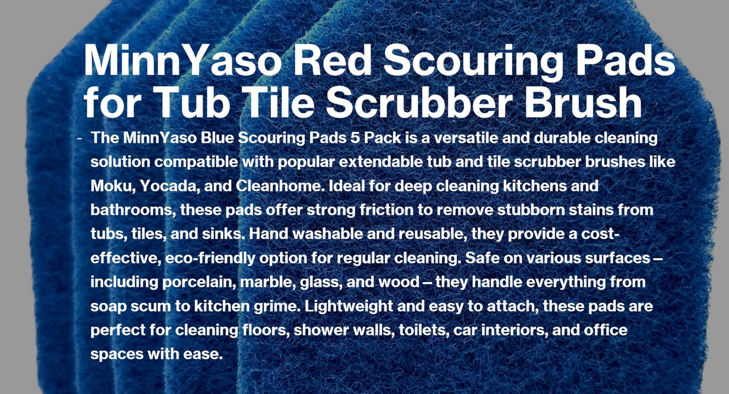 Blue Scouring Pads 5 Pack – High-Power Scrub Pads Refill Extendable Tub Tile Scrubber Brushes, Deep Cleaning Replacement Pads Bathroom, Kitchen, Toilet, Tile, Sink- Fits Moku, Yocada, Cleanhome & More