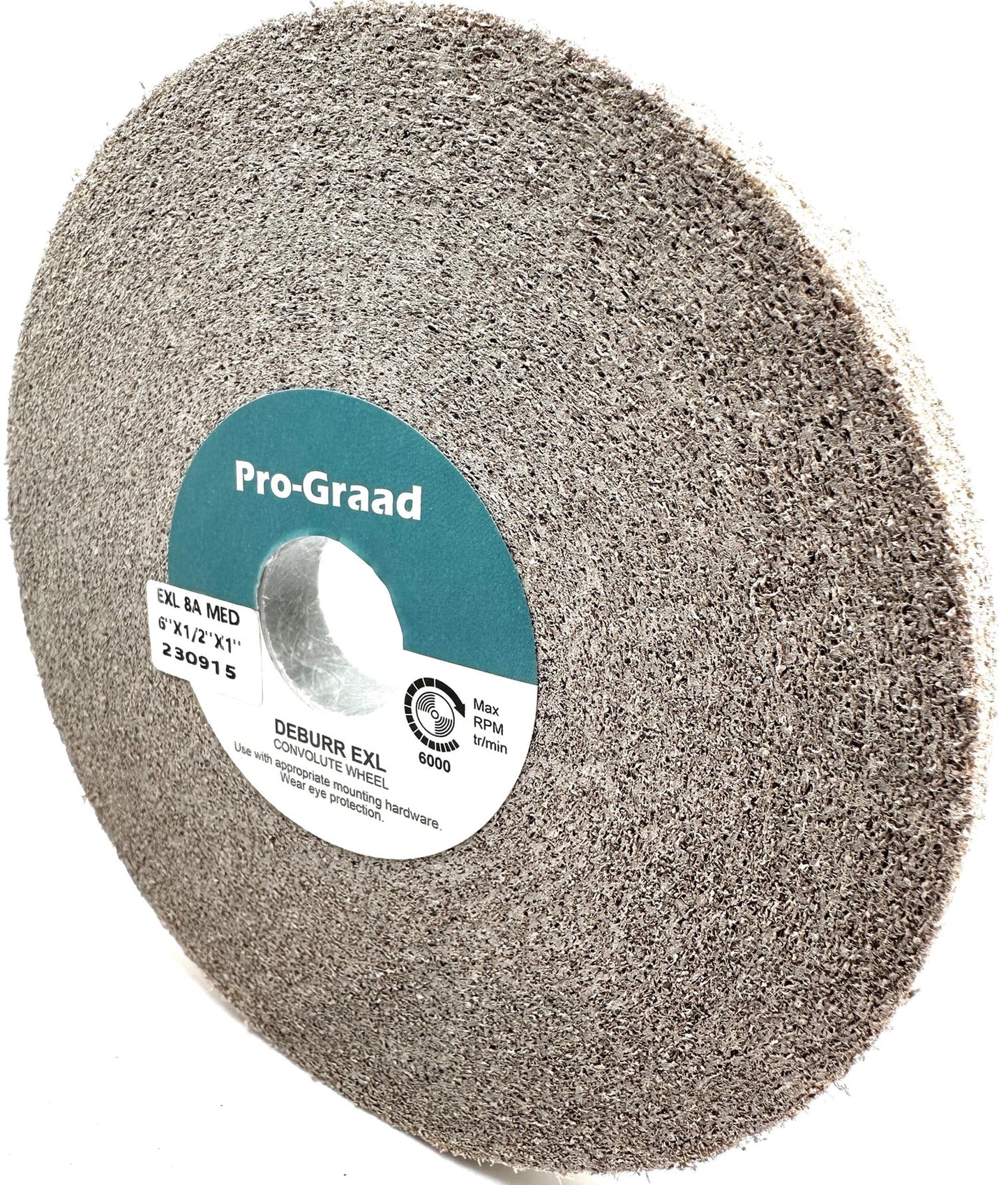 Pro-Graad EXL Deburring Wheel - 6" x 1/2" x 1" 8A Medium Grit - Aluminum Oxide - Metal Deburring, Finishing and Polishing Wheel - Convolute - (1 Pack)