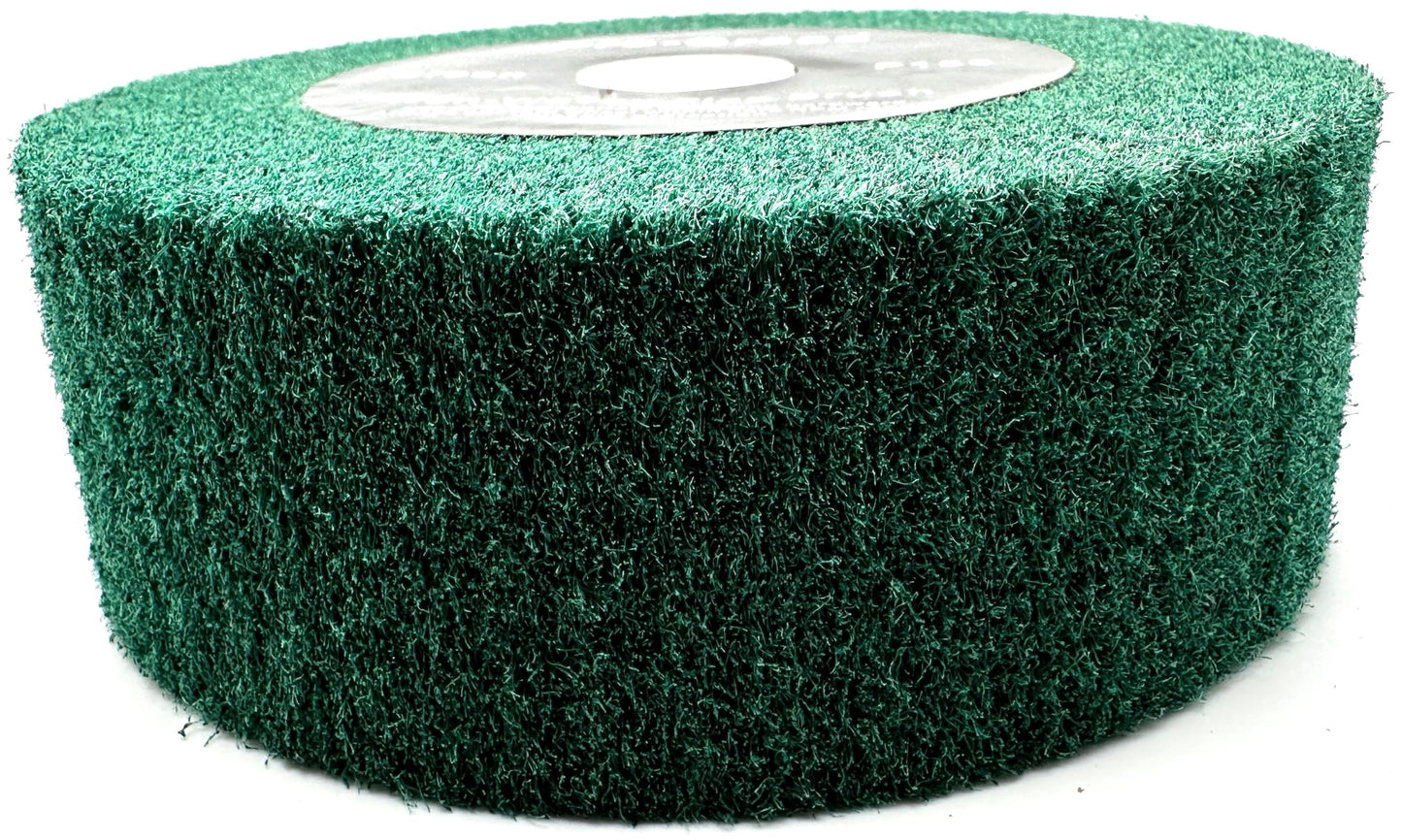 Pro-Graad 6” x 2” Green 180 Grit Non-Woven Bench Grinder Polishing Burnishing Satin Finishing Flap Brush Wheel for Aluminum Copper Metal Golf Club Refurbishing, Compatible for 1/2”, 5/8”, 3/4" Arbor