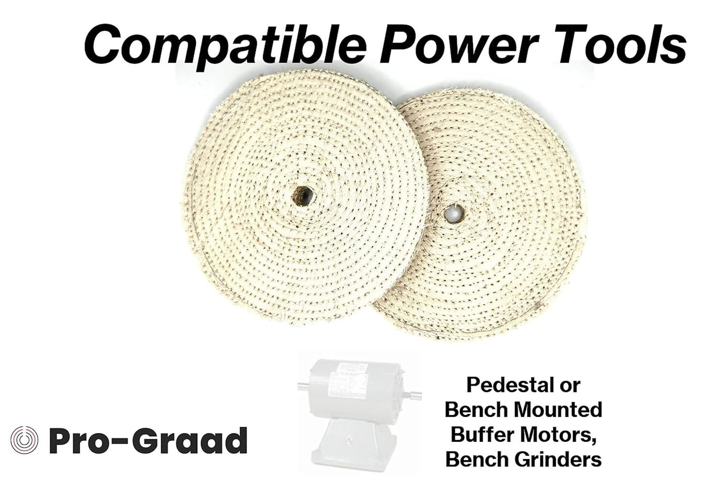 Pro-Graad 2 Pack 6" EOL Sisal Buffing Wheel, 6 inch x 11 Ply - 1/2 inch Thick x 1/2 inch Arbor Hole, Firm Sisal Spiral Sewn Buff for Bench Grinder, Ideal for Coarse Cut First Step Buffing – Pack of 2