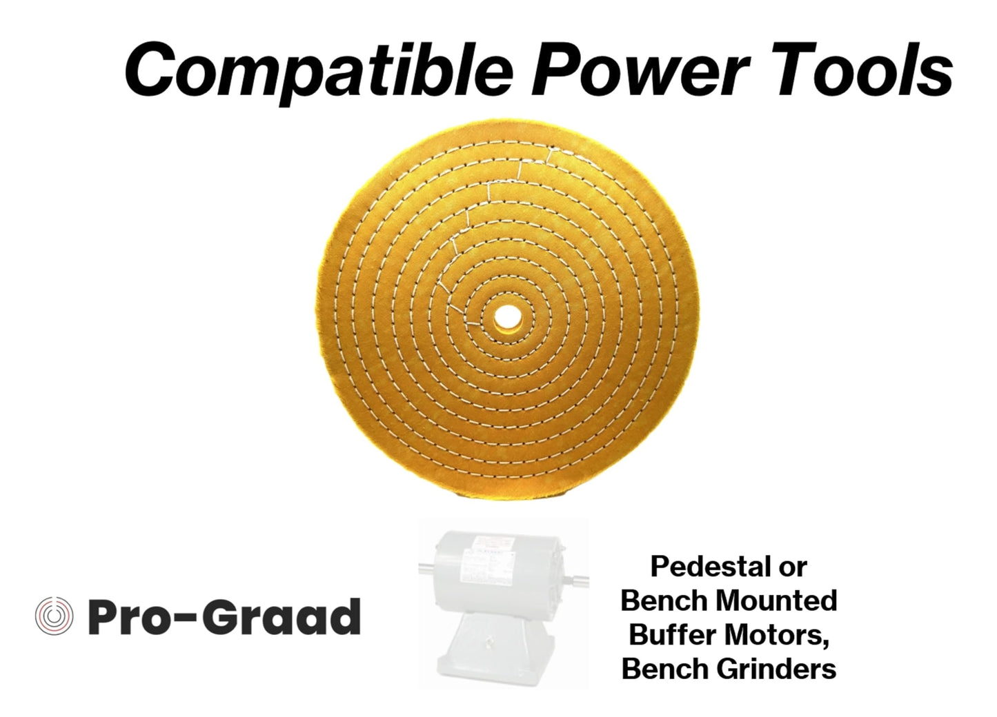 Pro-Graad Extra Thick Buffing Polishing Wheel 10 inch Yellow Treated Cotton Medium, 70 Ply – 1” Thick with 3/4 inch Arbor Hole for Bench Motor – Ideal for Middle Step Buffing – Pack of 1