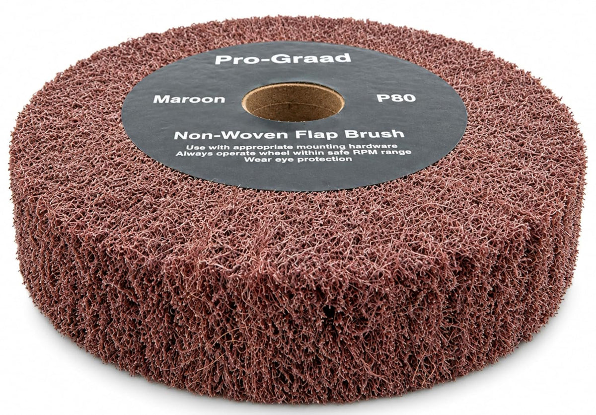 Pro-Graad Bench Grinder Finishing Flap Brush Wheel 6" x 1", P80 Grit