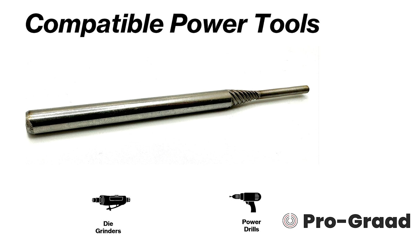 Pro-Graad Porting Mandrel Premium High Speed Steel Coarse Thread Extra Shank Length Cartridge and Spiral Roll