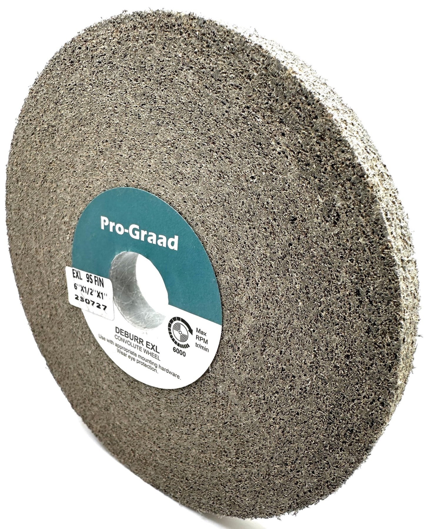 Pro-Graad EXL Deburring Wheel - 6" x 1/2" x 1" 9S Fine Grit - Silicon Carbide - Metal Deburring, Finishing and Polishing Wheel - Convolute - 05790 - (1 Pack)
