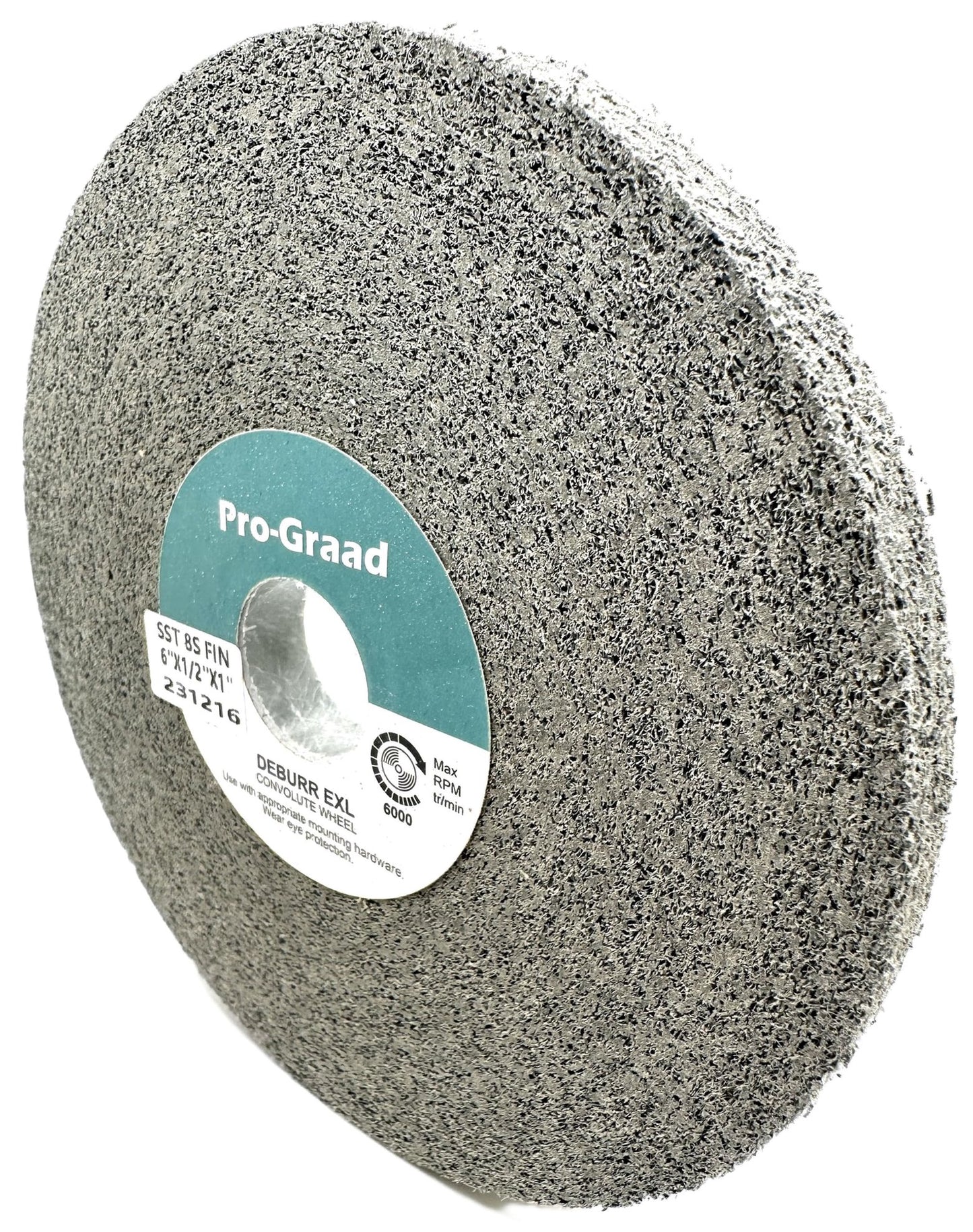Pro-Graad SST Deburring Wheel - 6" x 1/2" x 1" 8S Fine Grit – Silicon Carbide – Excels on Titanium, Stainless & Tough Alloys, Deburring, Finishing and Polishing Wheel – Convolute – 01702 - (1 Pack)