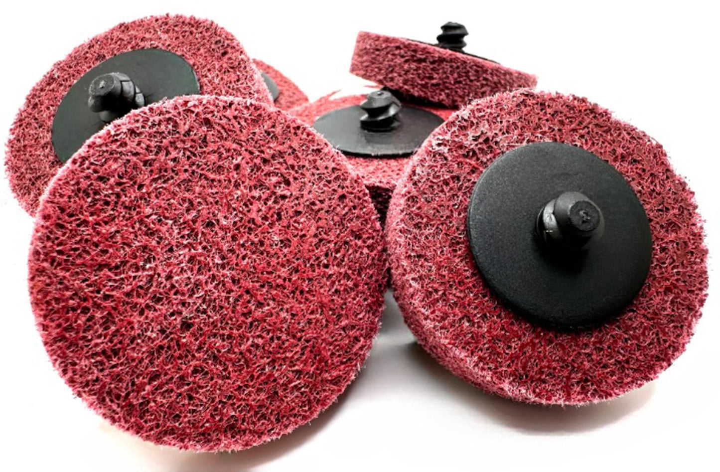 Pro-Graad 2" Quick Change Non-Woven Surface Preparation Discs for Deburring, Blending, Cleaning, Finishing, Polishing | Male R-Type Backing | Die Grinder Discs | (10 Pack) | (Red - Fine)
