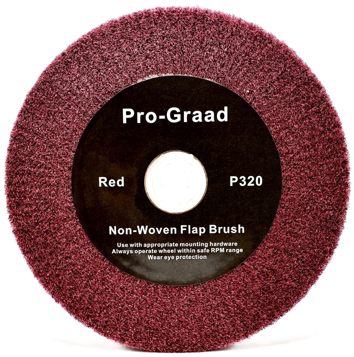 Pro-Graad 6” x 1” x 1” Arbor Red Bench Grinder Polishing Wheel, 320 Grit, Tight Weave, Great for refurbishing golf clubs and metal, Non-Woven Wheel for Copper, Metal, Finishing, and Burnishing