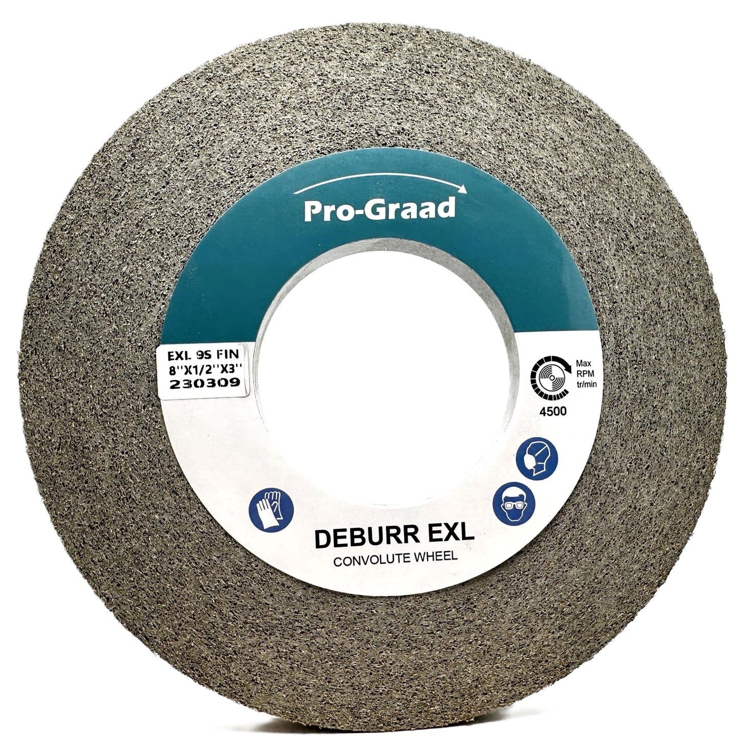 Pro-Graad EXL Deburring Wheel - 8" x 1/2" x 3" 9S Fine Grit - Silicon Carbide - Metal Deburring, Finishing and Polishing Wheel - Convolute - 05791 - (1 Pack)