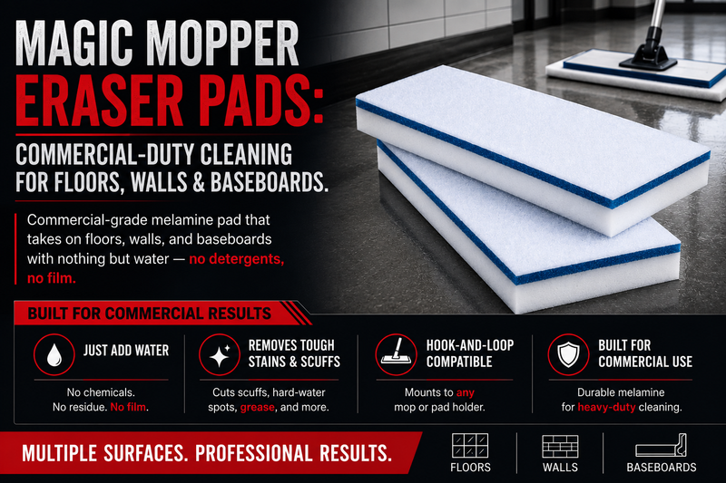 Magic Mopper Eraser Pads: Commercial-Duty Cleaning for Floors, Walls & Baseboards
