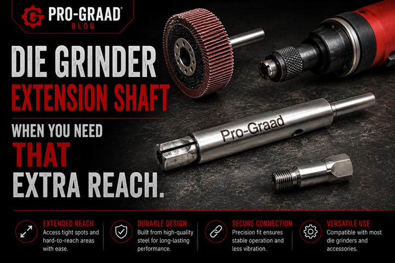 Pro-Graad Long Reach Heavy Duty 1/4" Collet Extension Tool for die grinders and drills