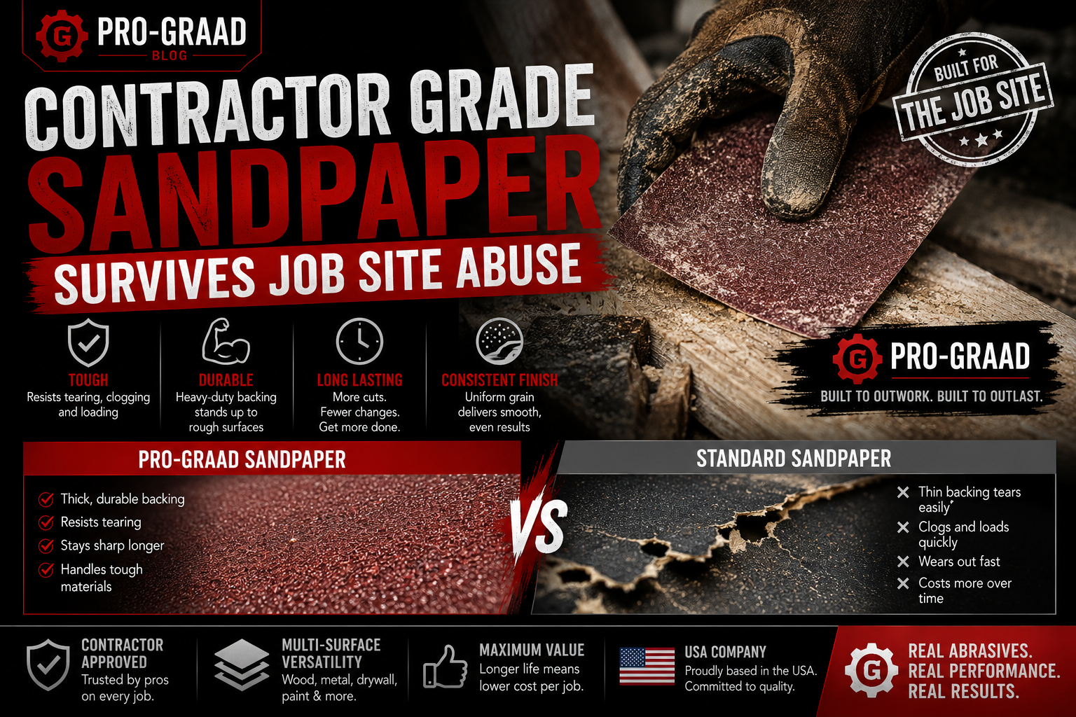 Contractor Grade Sandpaper Survives Job Site Abuse
