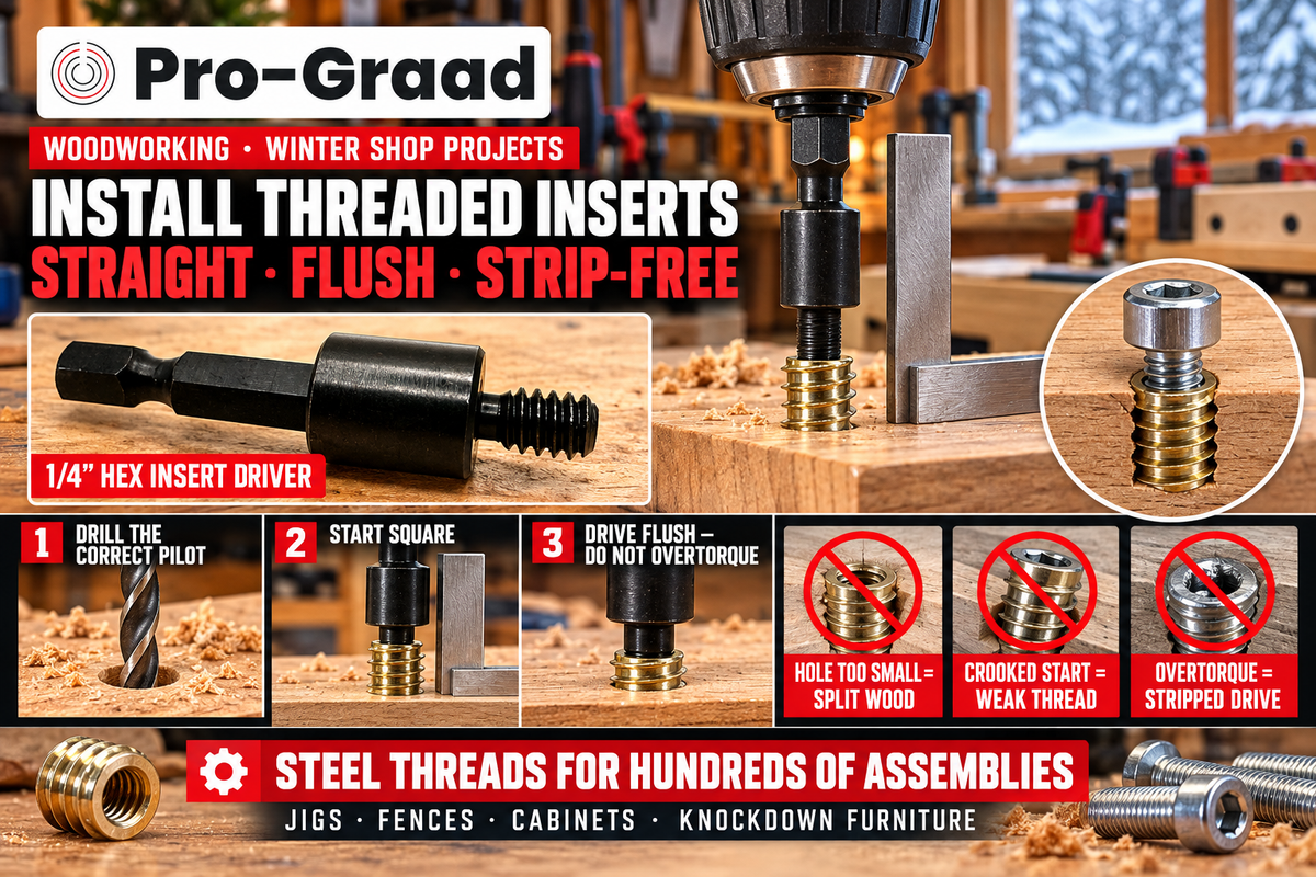 How to Install Threaded Inserts in Wood: Straight, Flush, and Strip-Free