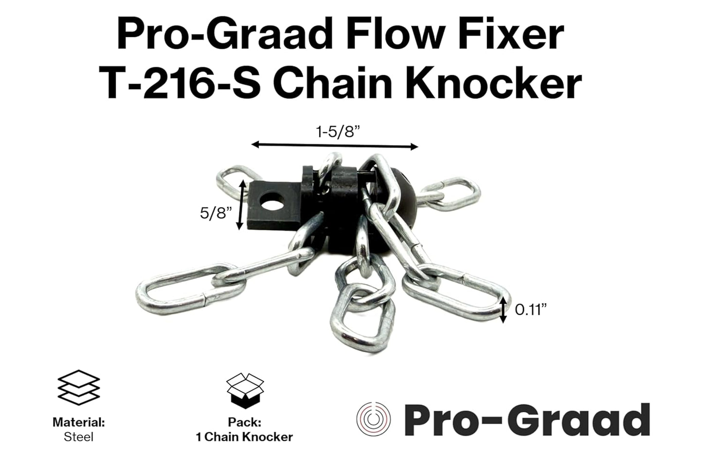 Pro-Graad FlowFixer T-216-S 2" Chain Knocker Drain Cleaning Head Slotted Connector | Heavy Scale Removal | Fits 3/8”, 1/2" or 9/16” Cables, Commercial & Residential Use