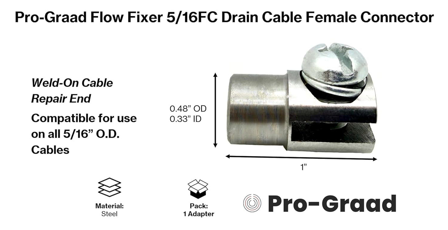 Pro-Graad 5/16FC Flow Fixer | 5/16” Drain Cable Repair End | WELD-ON Female Slotted Connector Bit for Broken Drain Cleaning Machine Cables | Fits All 5/16” O.D. Drain Cables