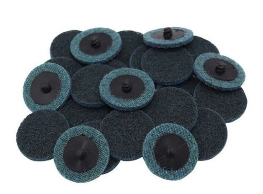 Pro-Graad 2" Quick Change Non-Woven Nylon Surface Conditioning Discs for Deburring Sanding Blending Polishing Paint Removal with Male R-Type Backing Use with Die Grinder - Blue - (Fine) - (25 Pack)