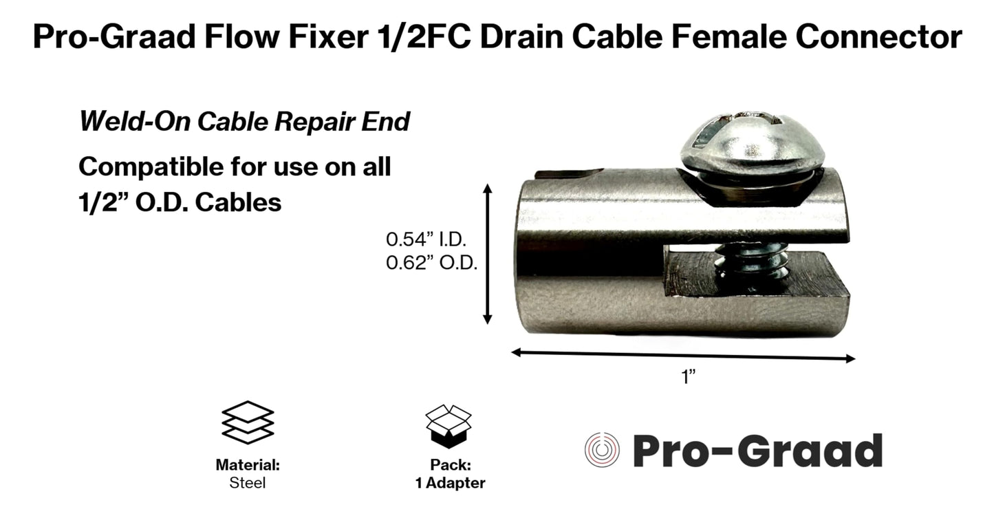 Pro-Graad 1/2FC Flow Fixer | 1/2” Drain Cable Repair End | Weld-On Female Slotted Connector Bit for Broken Drain Cleaning Machine Cables | Fits All 1/2” O.D. Drain Cables
