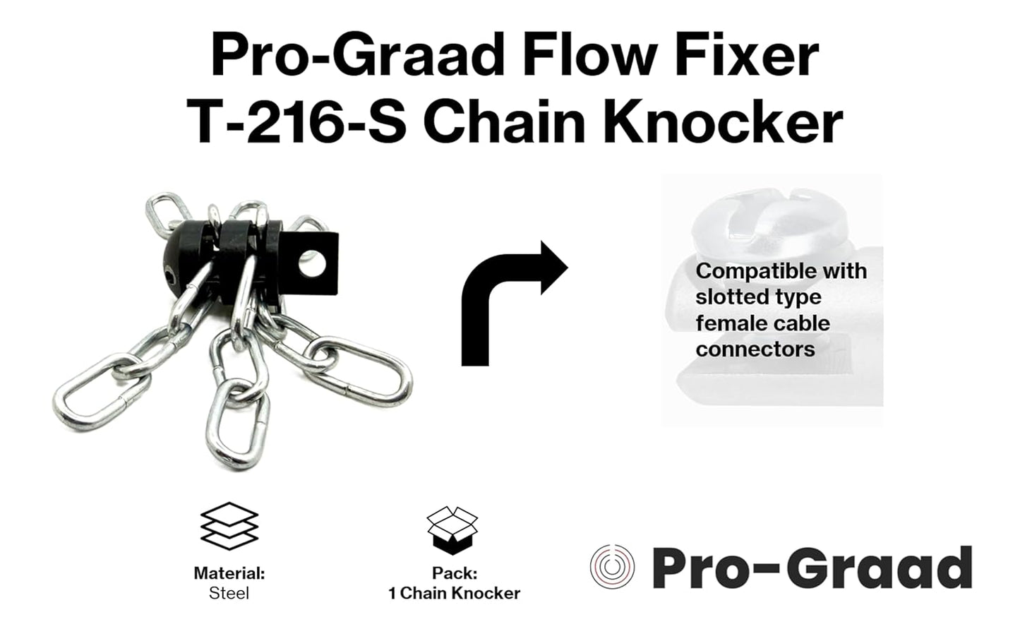Pro-Graad FlowFixer T-216-S 2" Chain Knocker Drain Cleaning Head Slotted Connector | Heavy Scale Removal | Fits 3/8”, 1/2" or 9/16” Cables, Commercial & Residential Use