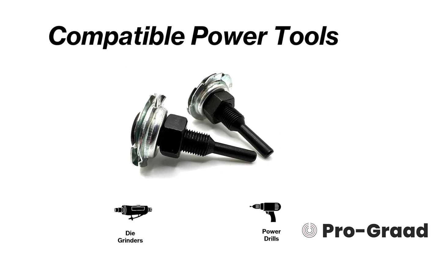 Pro-Graad Arbor Mandrel for Drill or Die Grinder 1/4” Shank 1/2" Threads Wheel Arbor Adapter for Mounting 1/4” up to 3/4” Wide Buffing Grinding and Polishing Wheels with 1/2” Center Hole | 2 Pack