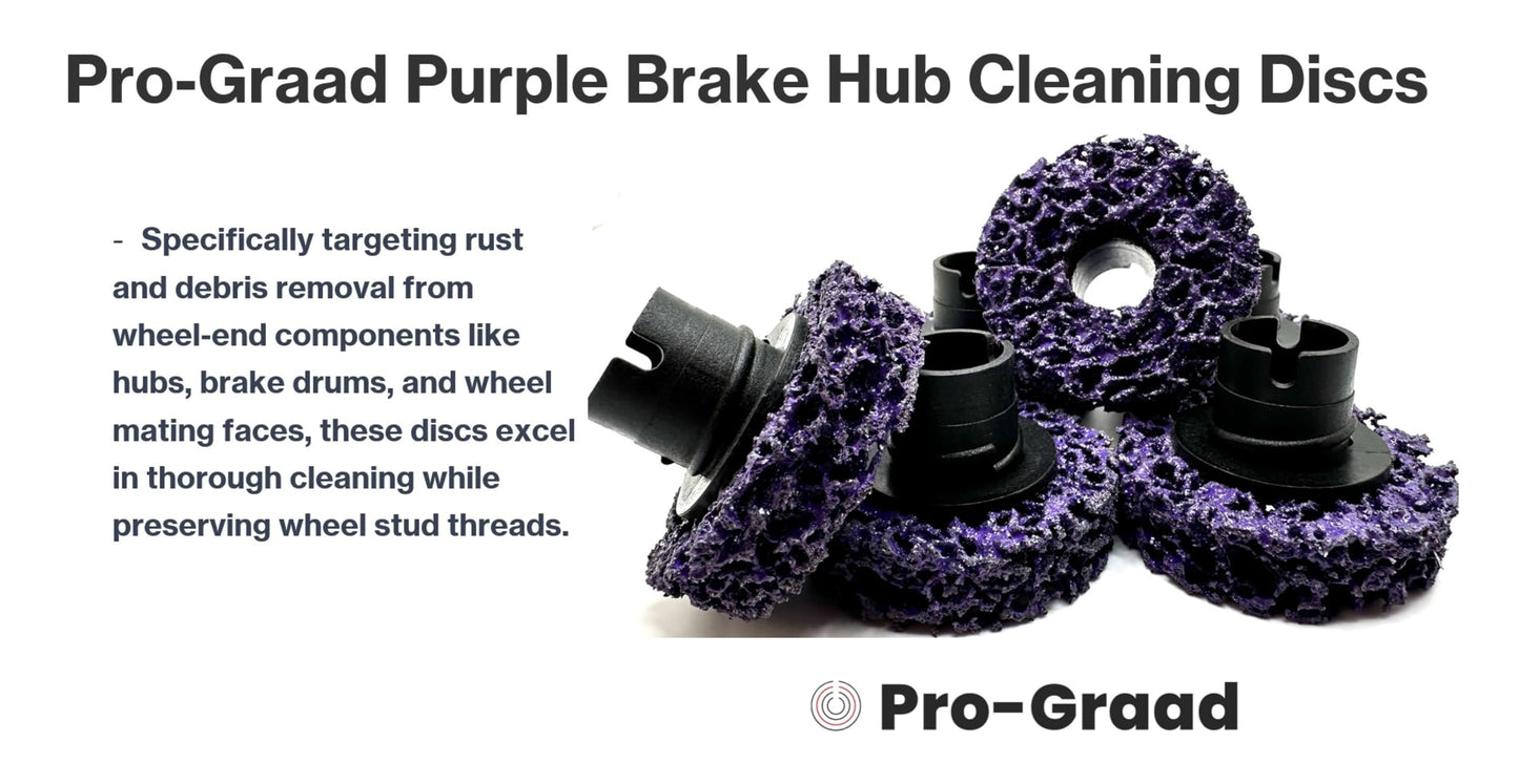 Pro-Graad 7 Piece 1-1/2” Brake Hub Cleaning Disc Kit, Impact Driven Tool Resurfacing Hub, Rotor, Stud, Wheel Rust Removal Cleaner, Kit Includes 5X Cleaning Pad Discs, 1x Tool Holder, 1x Drill Adapter