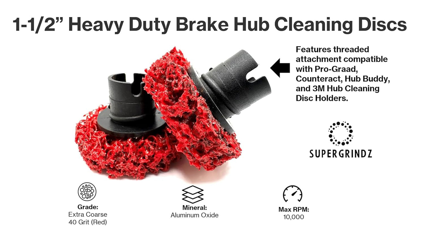 SuperGrindz 6 Pack 1-1/2” Heavy Duty Brake Hub Cleaning Discs, Brake Drum, Rotor, Around Studs Rust Removal, Replacement Pads Compatible with Pro-Graad, Counteract, Hub Buddy & 3M Hub Cleaning Holders