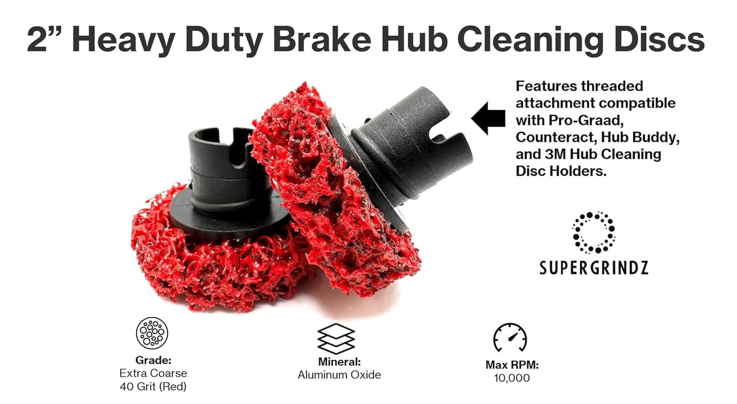 SuperGrindz 6 Pack 2” Heavy Duty Brake Hub Cleaning Discs, Brake Drum, Rotor, Around Studs Rust Removal, Replacement Pads Compatible with Pro-Graad, Counteract, Hub Buddy & 3M Hub Cleaning Holders