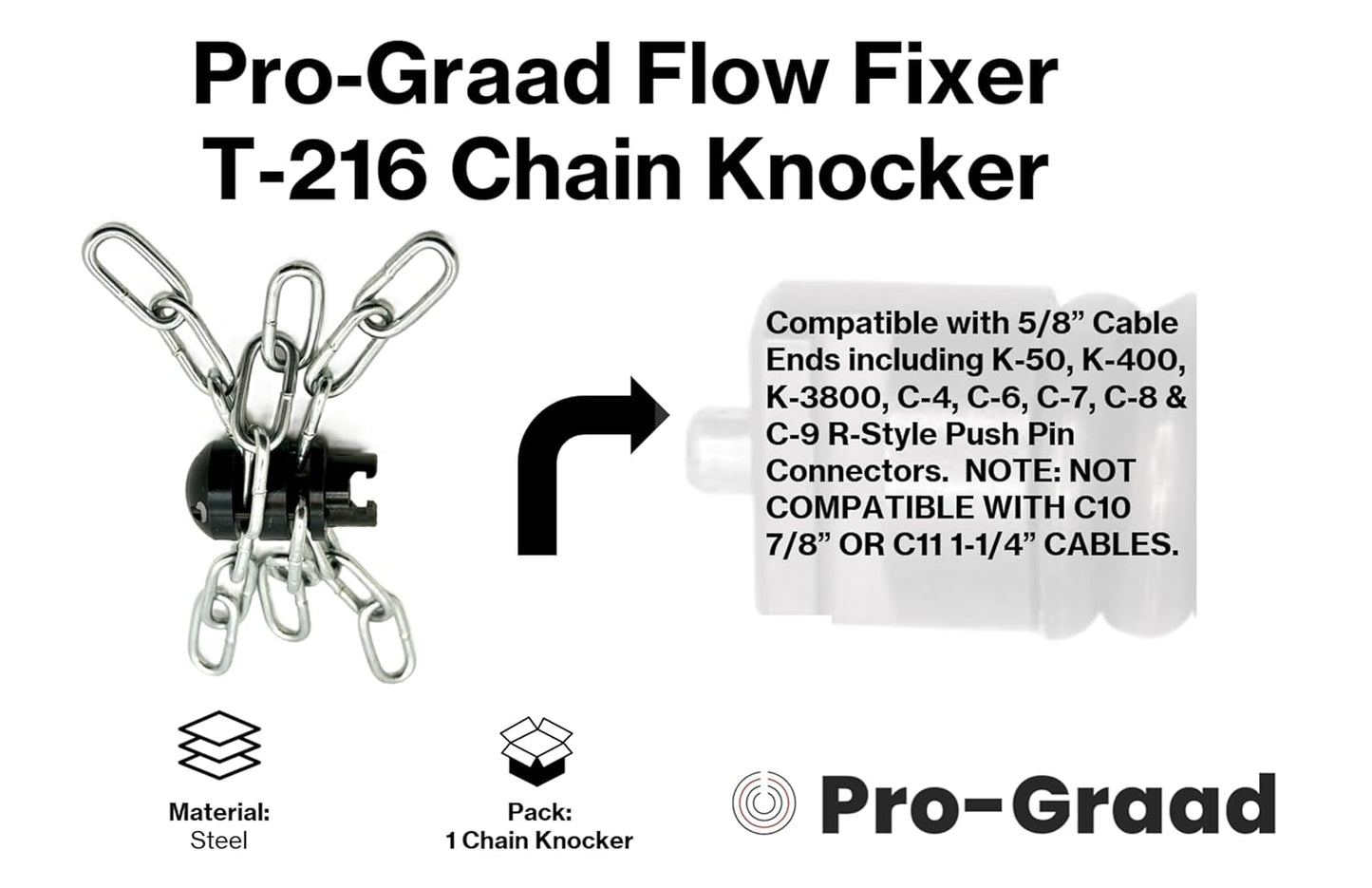 Pro-Graad FlowFixer T-216 2" Chain Knocker Drain Cleaning Head | Heavy Scale Removal | Compatible Fit RIDGID K-50 K-400 K-3800 | C-4 C-6 C-7 C-8 C-9 Cables, Commercial & Residential Use, 63060