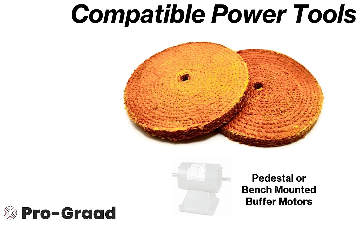 Pro-Graad 8 inch Orange Dip Treated Rigid Full Sisal Buffing Wheel, 5/8 inch Arbor Hole, 1/2 inch Thickness, 1/4 inch Sewn, for Cut Buffing Steel, Stainless Steel, Ferrous Metals, 2 Pack