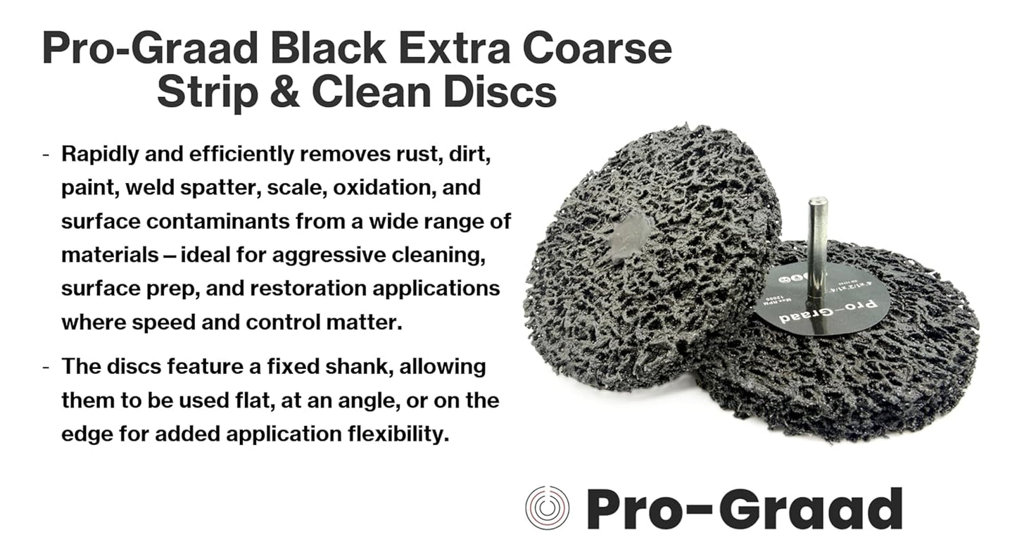 Pro-Graad 5 Pack Paint Stripping Disc Drill Attachment | 4" x 1/2" Wide with 1/4" Shaft | Strip & Clean Discs Remove Paint, Coatings & Rust | Black | Pack of 5