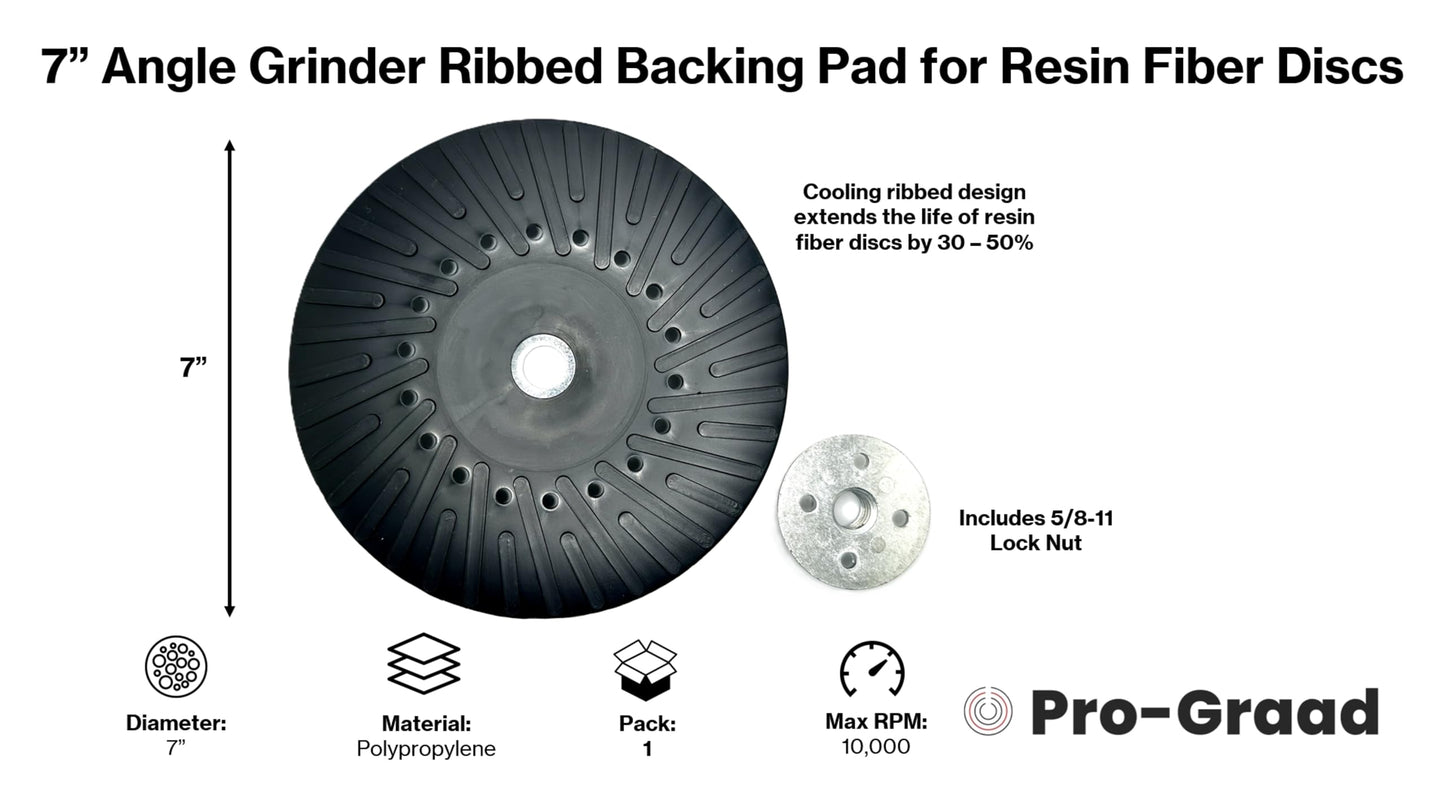 Pro-Graad Angle Grinder Ribbed Rigid Backing Pad for Resin Fiber Discs