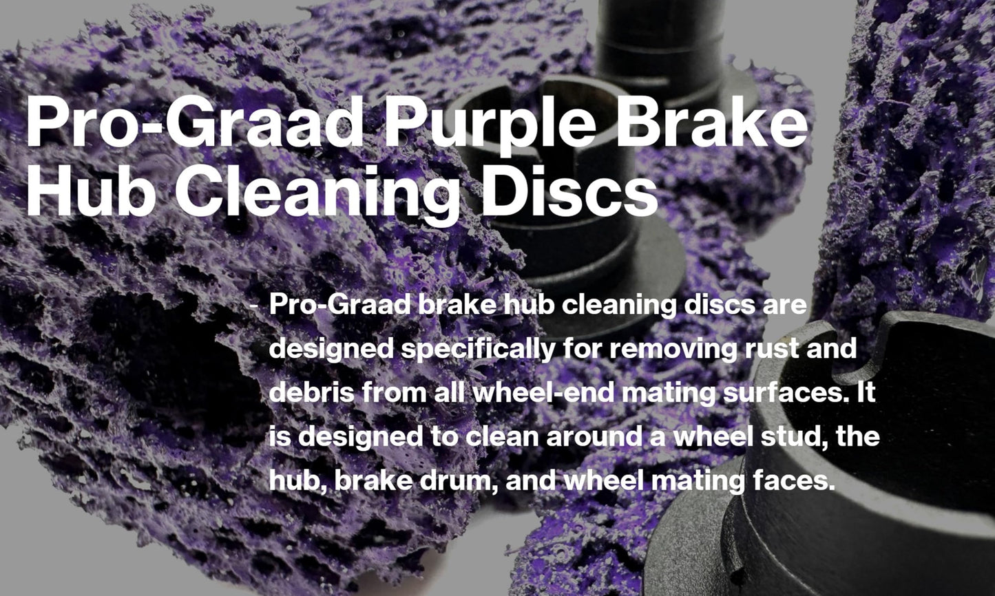 Pro-Graad 7 Piece 1-1/2” Brake Hub Cleaning Disc Kit, Impact Driven Tool Resurfacing Hub, Rotor, Stud, Wheel Rust Removal Cleaner, Kit Includes 5X Cleaning Pad Discs, 1x Tool Holder, 1x Drill Adapter