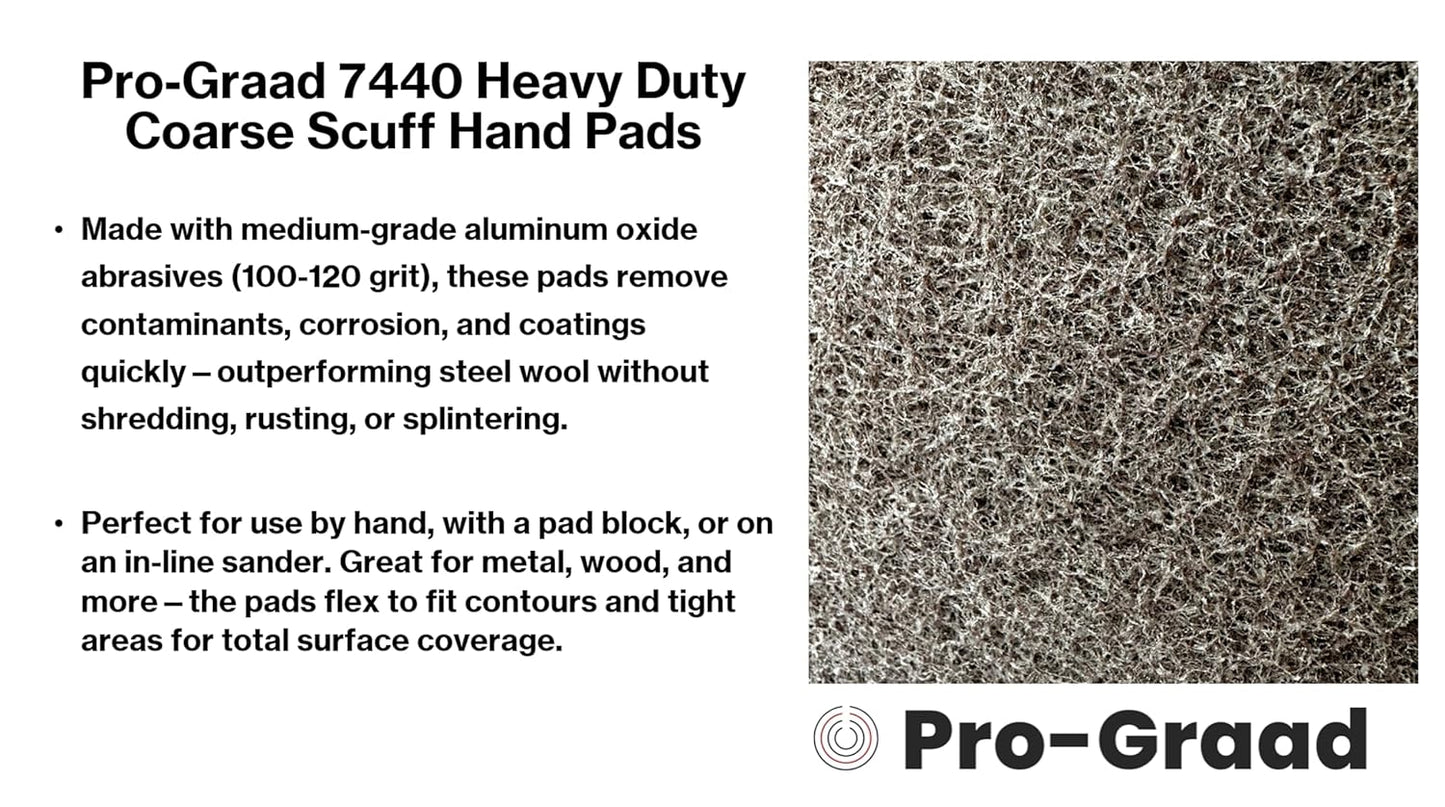 Pro-Graad Premium 7440 9" x 11" Tan Coarse Scuff Pads, 5 Pack, Scuffing, Scouring, Sanding, Paint Primer Prep Adhesion Scratch-Surface Preparation For Automotive Car Auto Body Repair Woodworking Wood
