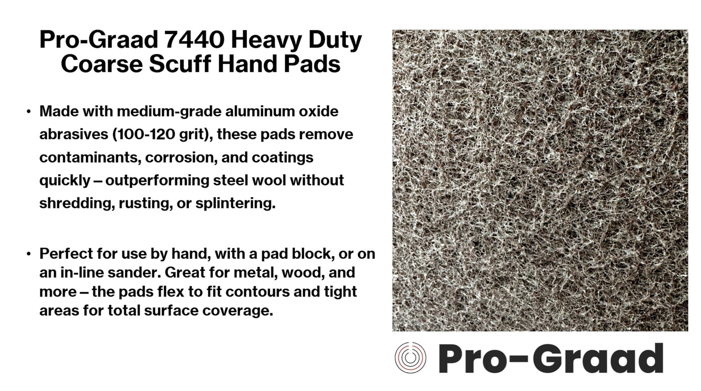Pro-Graad Premium 7440 9" x 11" Tan Coarse Scuff Pads, 5 Pack, Scuffing, Scouring, Sanding, Paint Primer Prep Adhesion Scratch-Surface Preparation for Automotive Car Auto Body Repair Woodworking Wood