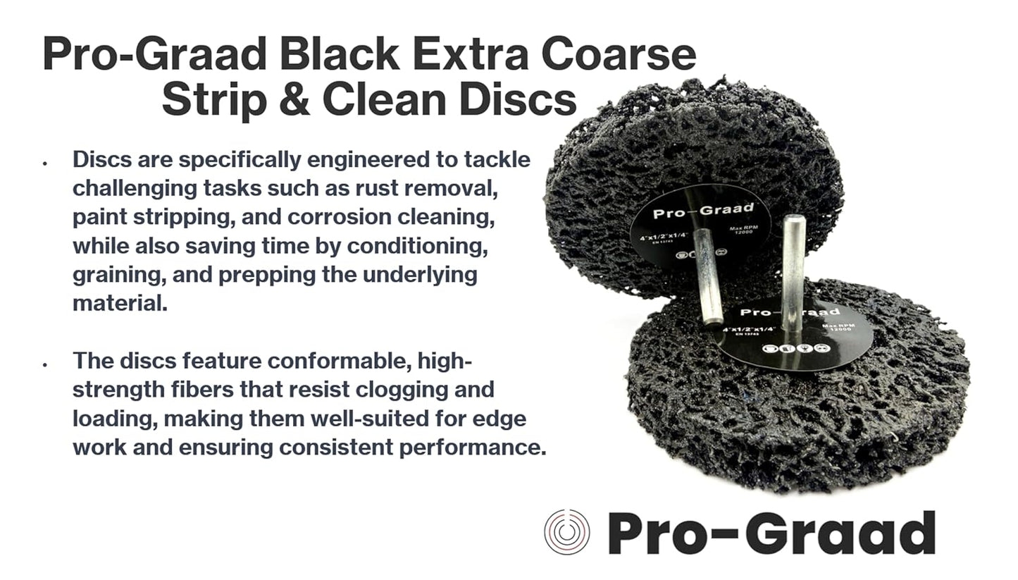 Pro-Graad 5 Pack Paint Stripping Disc Drill Attachment | 4" x 1/2" Wide with 1/4" Shaft | Strip & Clean Discs Remove Paint, Coatings & Rust | Black | Pack of 5