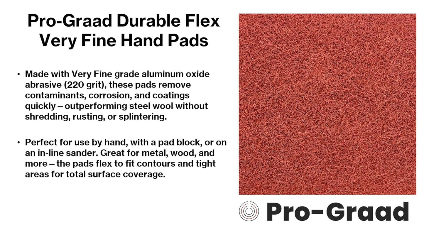 Pro-Graad Durable Flex Hand Pad 4-1/2” x 9” – Very Fine Aluminum Oxide Non-Woven Abrasive, Flexible Surface Conditioning Pad for Cleaning, Finishing & Scuffing – Reusable, Rust-Free – 64659 – 25 Pack