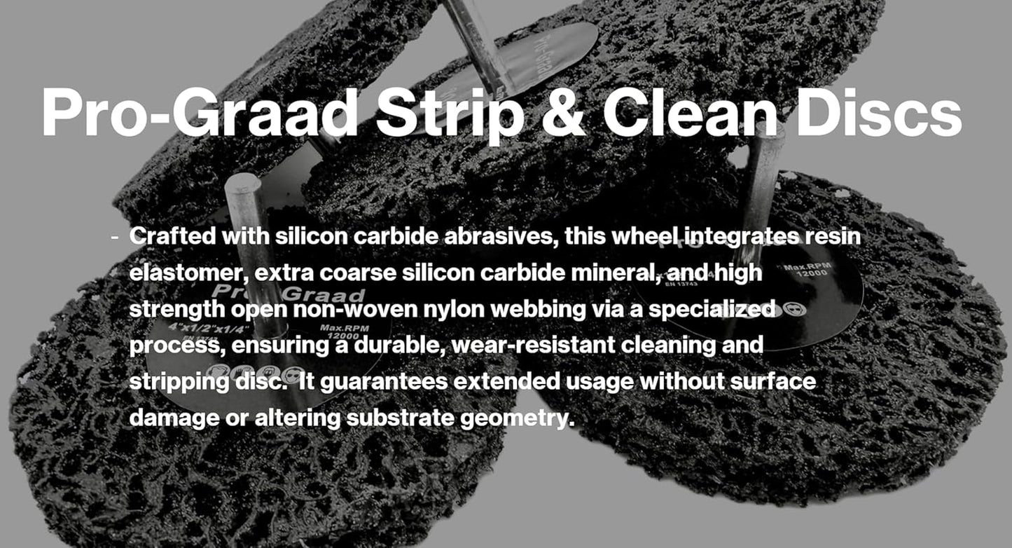 Pro-Graad 5 Pack Paint Stripping Disc Drill Attachment | 4" x 1/2" Wide with 1/4" Shaft | Strip & Clean Discs Remove Paint, Coatings & Rust | Black | Pack of 5